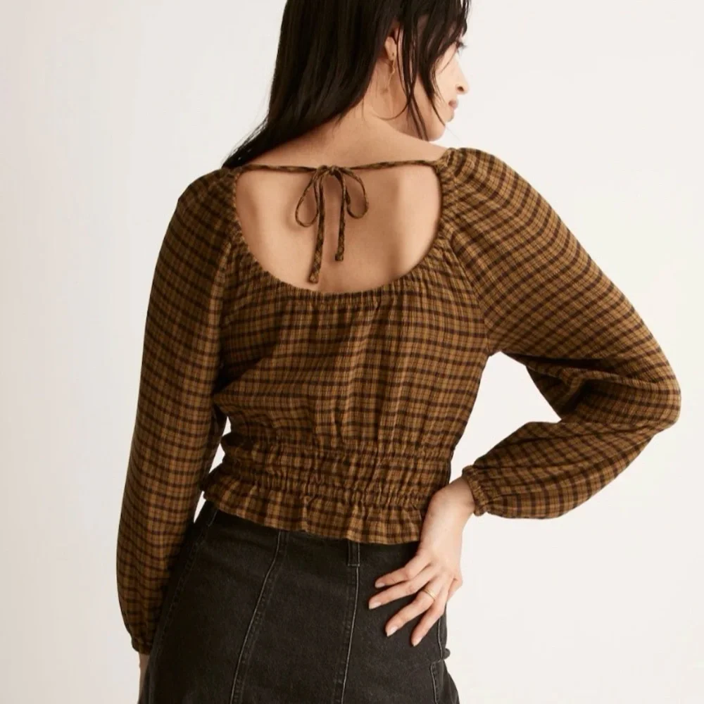 Madewell Tie-Back Cut Out Blouse in Spiced Olive • NWT - Picture 3 of 9